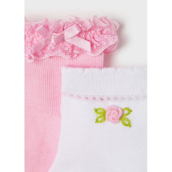 Σετ 2 ζευγάρια κάλτσες "Flower" ροζ-λευκό
