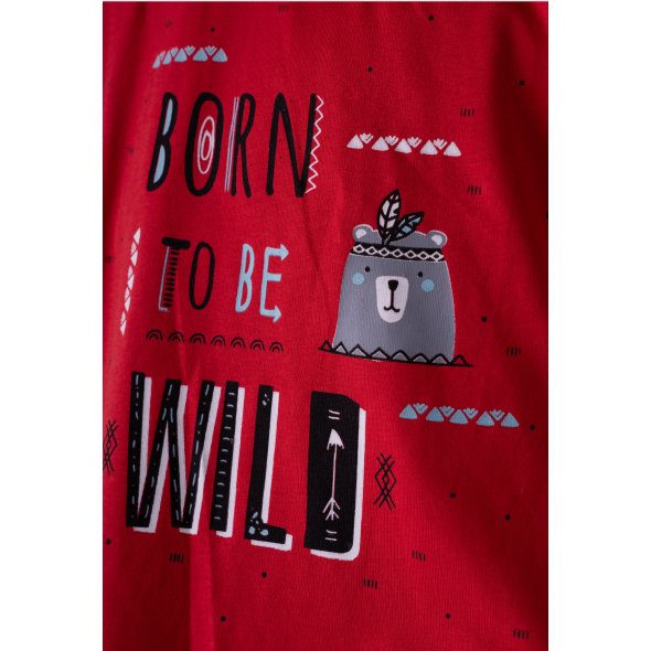 Σετ βερμούδα με σαλιάρα "Born to be wild" κόκκινο
