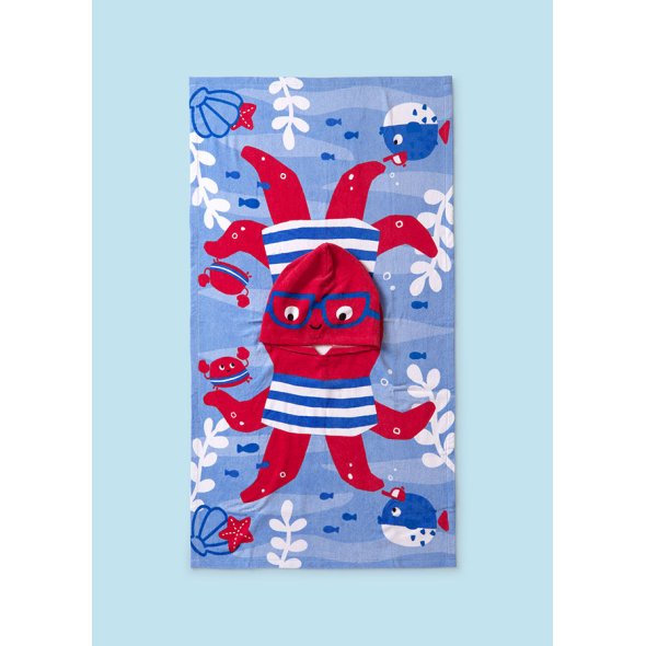 Πετσέτα θαλάσσης poncho "Octopus" γαλάζιο