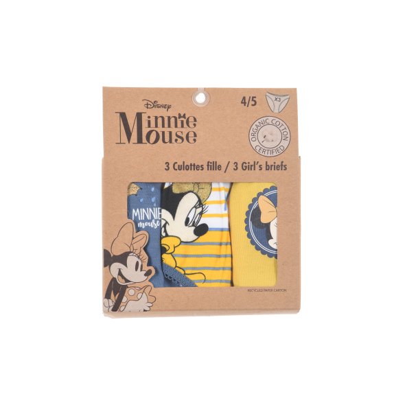 Σετ κυλοτάκια 3τμχ. "Minnie Mouse" κίτρινο απο οργανικό βαμβάκι
