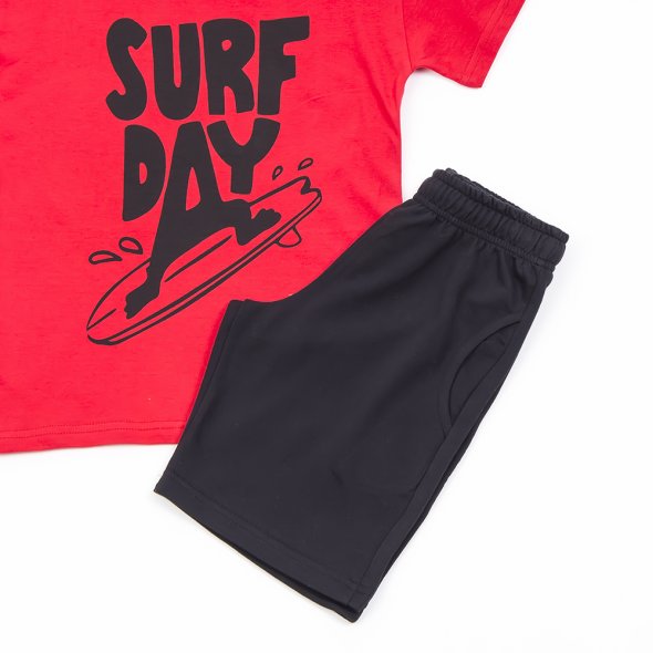 Σετ βερμούδα "Surf day" κόκκινο