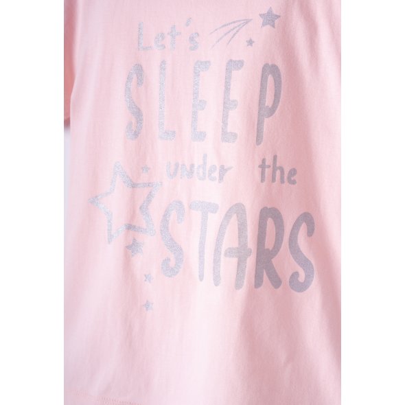 Πυτζάμα με μάσκα ύπνου κορίτσι "Let's sleep under the stars" ροζ