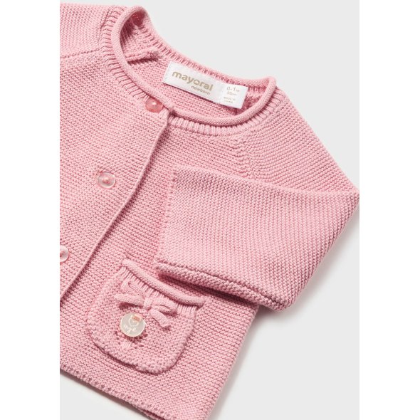 Σετ ζακέτα πλεκτή με καλτσάκια "Rosette" ροζ