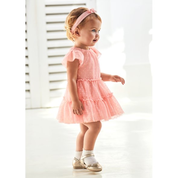Φόρεμα & κορδέλα μαλλιών βρεφικό κορίτσι "Pastel" ροζ