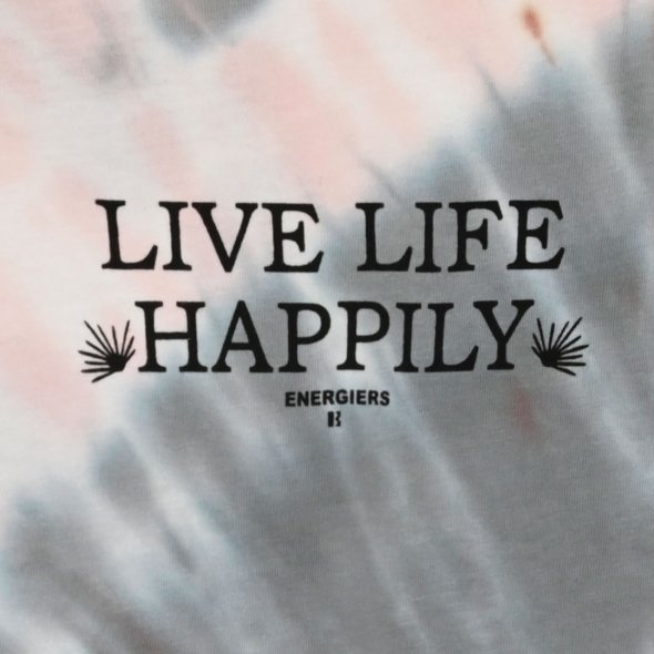 Μπλούζα κοντομάνικη κορίτσι "Live life happily" σομόν