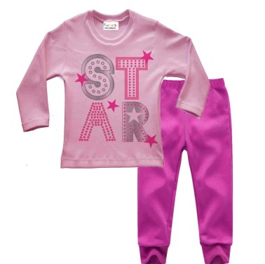 Πυτζάμα φούτερ "Star" ροζ