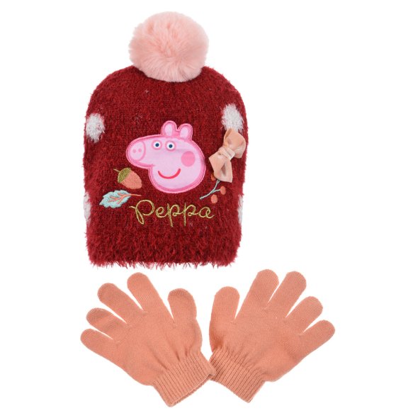 Σετ σκούφος με γάντια "Peppa pig" κόκκινο