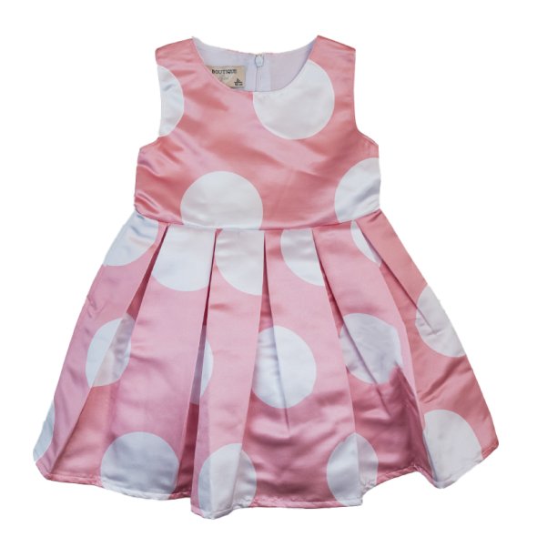 Φόρεμα υφασμάτινο κορίτσι "White dots" ροζ