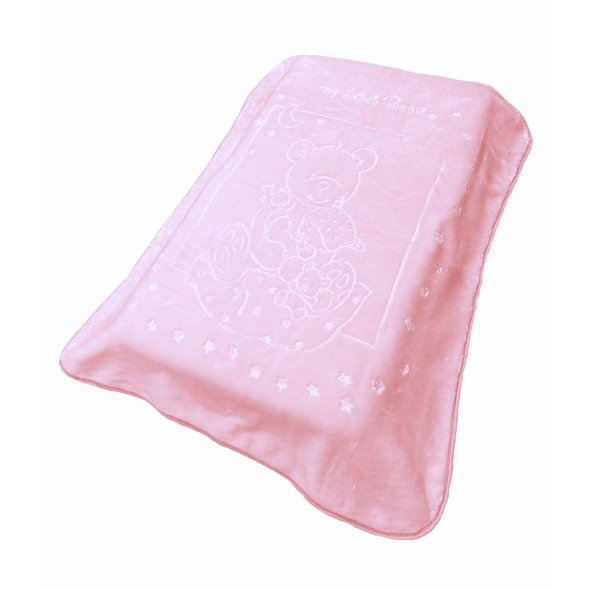 Κουβέρτα βελουτέ ροζ "Sweet bear" 110X140