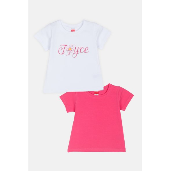 Σετ 2 μπλούζες κοντομάνικες κορίτσι "Joyce" φούξια-λευκό
