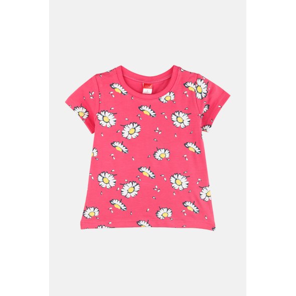 Σετ 2 μπλούζες κοντομάνικες κορίτσι "Flower" φούξια-κίτρινο